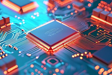 Poster - Close-up view of a green electronic circuit board