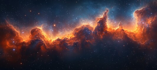Stunning Nebula in Space Vibrant Stars and Galaxy Panorama