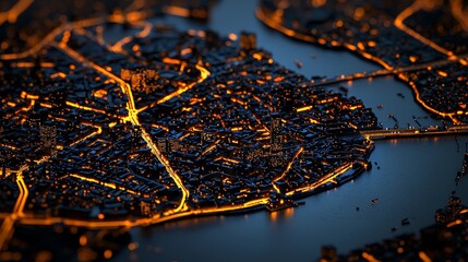 Poster - Glowing circuit board featuring streams of energetic pathways, symbolizing technology and data exchange
