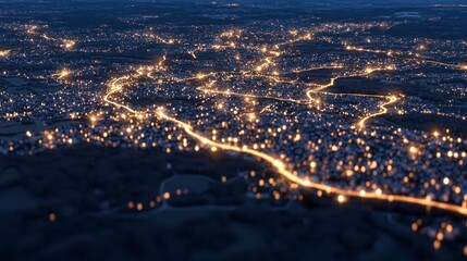 Poster - A circuit board aglow with flowing lines of energy, illustrating the notion of technological data transfer and innovation