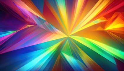 Aufkleber - light refracting through crystal surface, generating prismatic rainbow patterns with colorful angula