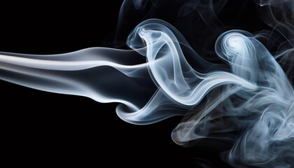 Poster - delicate wisps of smoke dancing across dark background, generating intricate abstract patterns with 