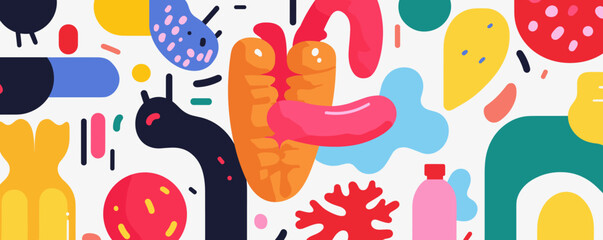 Poster - Colorful abstract shapes and elements with playful design - vector.