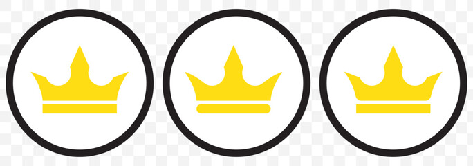 Poster - Set of three vector Yellow silhouettes of crowns isolated on a Transparent Background. EPS 10.