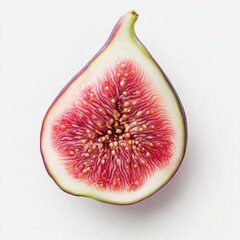 Aufkleber - Single Fresh Fig Slice: Vibrant Pink Interior with Edible Seeds on White Background