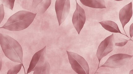 Poster - Dusty Rose Botanical Background with Textured Leaves and Soft Light, Perfect for Elegant Design and Creative Projects