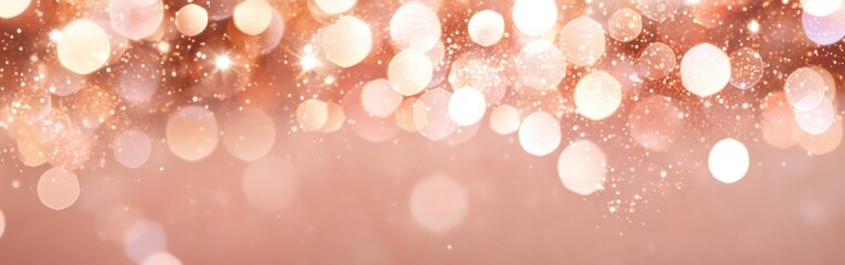 Fototapete - Rose Gold and Champagne Bokeh Lights Background for Festive Celebration