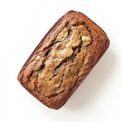 Aufkleber - Delicious Homemade Banana Bread Loaf with Nuts on a White Background, Perfect for Breakfast or Dessert