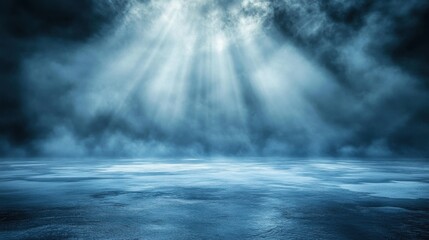 Poster - Eerie frostbound expanse bathed in ethereal light with a vaporous atmosphere and a vast, reflective ground surface