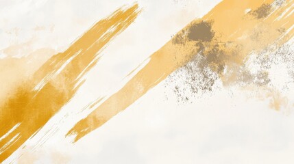 Aufkleber - Soft white background with bold ochre pencil strokes creating abstract texture and vintage style