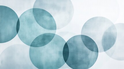Aufkleber - Abstract overlapping circles design with subtle texture and light teal and blue hues against a white background