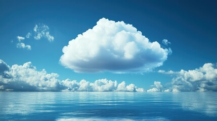 Poster - a cloud hovering over a tranquil body of water symbolizing cloud computing solutions for enterprises