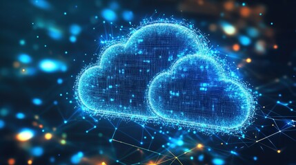 Aufkleber - abstract representation of a cloud with interconnected lines symbolizing advanced technology and bus