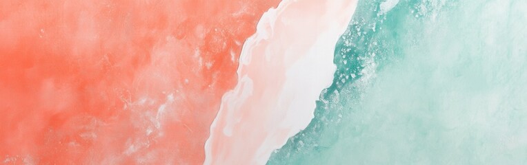 Poster - Elegant coral to mint transitions with irregular textures for abstract art and modern design applications