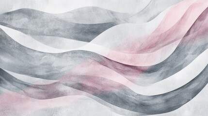 Aufkleber - Abstract pencil strokes composition with flowing waves in pink and gray tones on textured paper