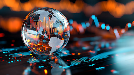 Poster - Global financial trends analysis digital display business modern office close-up economic insight