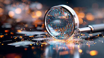 Poster - Data analysis action digital workspace visual representation abstract environment close-up viewpoint innovation concept