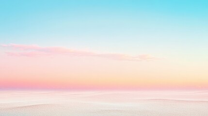 Poster - Tranquil Gradient Horizon: Pastel Sky Over Soft Sand Dunes at Sunrise - Serene Background for Design