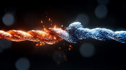 Poster - Dynamic clash of light and dark twisted metal sparks digital environment abstract close-up energy concept