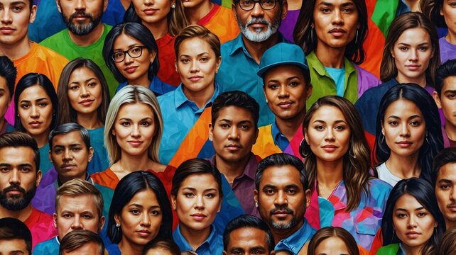 A vibrant collage of diverse individuals showcasing various ethnicities and styles, exuding a sense of community and inclusivity.
