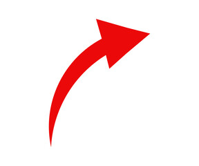 Poster - Curved red arrow right direction icon. Direction symbol. Arrow symbol for app illustration on transparent background PNG. 