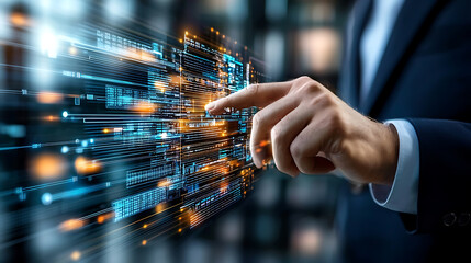 Poster - Digital transformation action business environment technology visualization office space futuristic viewpoint