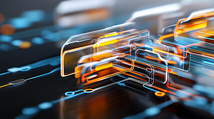 Poster - Innovative digital transformation technology realm abstract visuals futuristic environment close-up perspective data connectivity concept