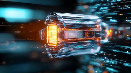 Poster - Futuristic energy device digital realm 3d render high-tech environment close-up view innovation concept