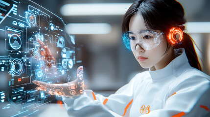 Poster - innovative technology visualization modern laboratory digital art futuristic environment close-up vi