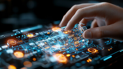 Poster - innovative technology interaction digital workspace 3d holographic interface futuristic environment 