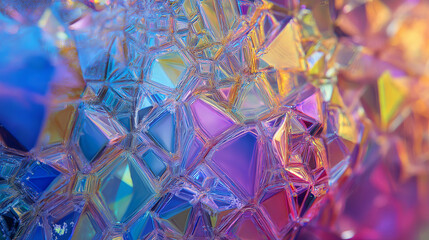 Poster - A mosaic of holographic shapes shifting into different colors