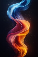 Poster - Abstract vibrant light ribbons with blue and orange glowing effects