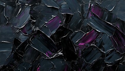 Poster - A hand-crafted oil painting on canvas, showcasing an abstract surface in pastel purple and black with an acrylic base