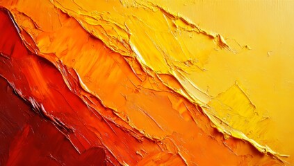Poster - The canvas displays a multicolored art background with an abstract, rough red painting texture, created through oil brush strokes