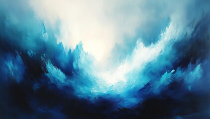 Poster - An abstract canvas with pastel blue and black acrylic hues, showcasing an oil-painted texture, created by hand