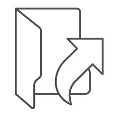 Poster - folder with shortcut thin line icon, windows pack concept. vector graphics. up arrow linked folder s