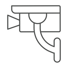 Fototapete - CCTV camera thin line icon, city museum concept. Vector graphics. Video surveillance device, recording sign on white background, outline style icon for mobile or web design.