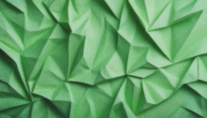 Fototapete - Green low poly textured surface featuring grainy geometric pattern, developing intricate folds and angular creases with digital layering technique