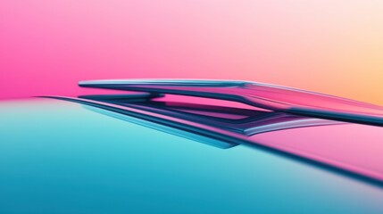Poster - a vibrant abstract image featuring smooth curves and gradients in shades of blue, pink, and purple.