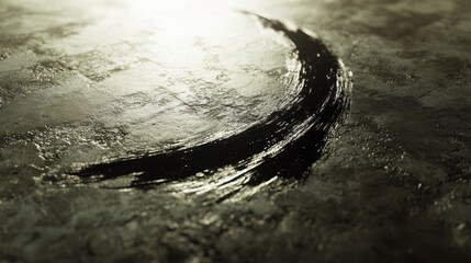 Poster - a close-up of a black brushstroke on a textured surface, creating a striking contrast with the backg