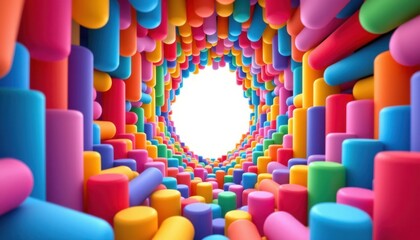 Poster - intersecting colorful cylinders illustrate a space filled with colorful cylinders intersecting in a 