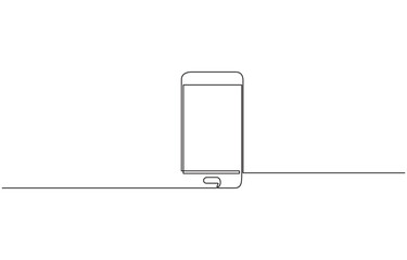 Poster - One continuous line drawing of smartphone vector illustration, Single continuous line art smartphone. Mobile phone touch screen gadget modern.