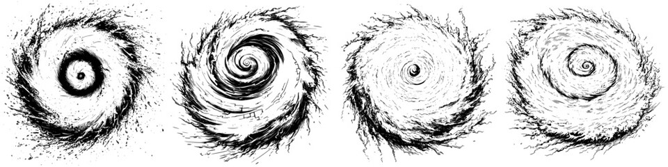 Poster - Swirling black and white patterns depict spirals resembling natural phenomena and abstract art in a dynamic arrangement