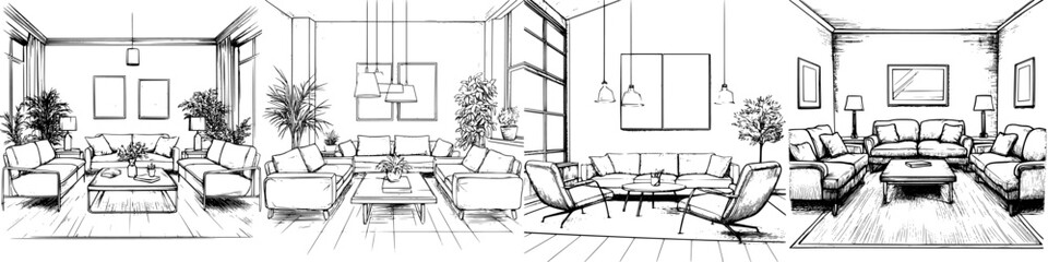 Poster - Modern living room design featuring spacious layouts and stylish furniture elements in a sophisticated interior setting