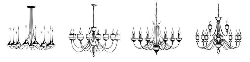 Poster - Elegant chandelier designs showcasing intricate artistry in various styles suitable for interior decor