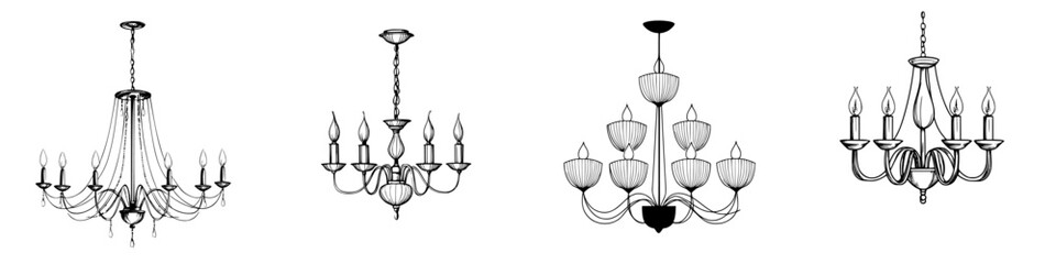 Poster - Different styles of elegant chandeliers displayed in a line for interior design inspiration
