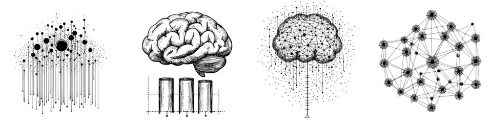 Poster - Illustration showcasing the interconnectedness of thought processes through abstract brain imagery and neural networks