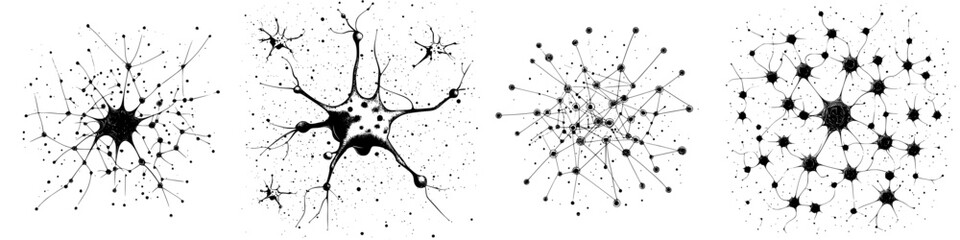 Poster - Intricate designs of interconnected neurons illustrating neural networks and brain connectivity
