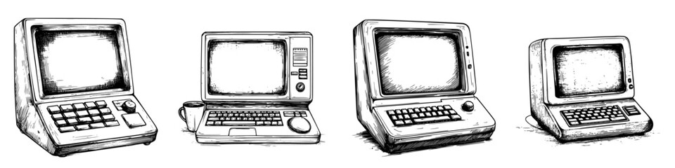Poster - Evolution of personal computers showcasing vintage designs from different eras