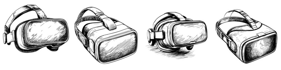 Poster - Collection of virtual reality headsets displayed in a minimalistic style showcasing innovation in technology